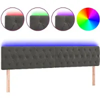 vidaXL Hoofdbord LED 180x7x78/88 cm fluweel donkergrijs