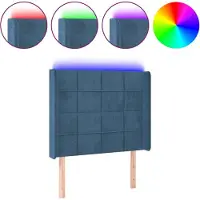 vidaXL Hoofdbord LED 93x16x118/128 cm fluweel donkerblauw