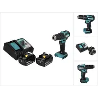 Makita Boormachine + slagboor, DHP 483 RF Accu klopboormachine 18 V 40 Nm Brushless + 2x oplaadbare accu 3.0 Ah + lader (Oplaadbare batterij)