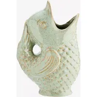Madam Stoltz - Stoneware Vis Vaas / Karaf - Lichtgroen