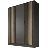 Meubella Kledingkast Antraciet Eiken 155x51x200 Garderobekast