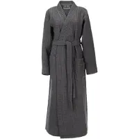 Linnick Wafel Badjas Kuitlengte - dark grey - S
