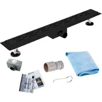SaniGoods Nura douchegoot met flens 90cm zwart mat