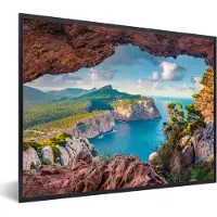 PosterMonkey Fotolijst incl. Poster - Grot - Natuur - Zee - Landschap - 40x30 cm - Posterlijst