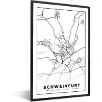 PosterMonkey Fotolijst incl. Poster - Kaart - Schweinfurt - Plattegrond - Stadskaart - 60x90 cm - Posterlijst