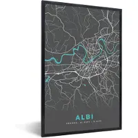 PosterMonkey Fotolijst incl. Poster - Albi - Frankrijk - Kaart - Plattegrond - Stadskaart - 80x120 cm - Posterlijst