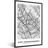 PosterMonkey Fotolijst incl. Poster - Stadskaart - Frankrijk - Kaart - Évry-Courcouronnes - Plattegrond - 20x30 cm - Posterlijst