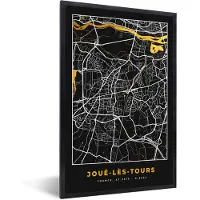 PosterMonkey Fotolijst incl. Poster - Joué-les-Tours - Stadkaart - Plattegrond - Kaart - Frankrijk - 80x120 cm - Posterlijst - Stadskaart