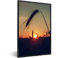 PosterMonkey Fotolijst incl. Poster - Gras - Herfst - Zonsondergang - Seizoenen - Landschap - 40x60 cm - Posterlijst