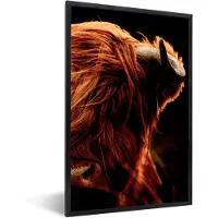 PosterMonkey Fotolijst - Poster - Schotse hooglander - Close up - Dierenkop - Zwart - Koe - Kader - 80x120 cm - Poster dieren - Poster Schotse hooglander - Foto in lijst - Poster frame - Kamerdecoratie