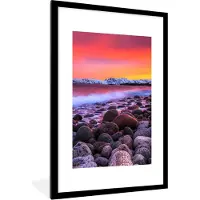 PosterMonkey Fotolijst incl. Poster - Zon - Stenen - Sneeuw - Landschap - Water - 80x120 cm - Posterlijst