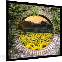 PosterMonkey Fotolijst incl. Poster - Doorkijk - Bloemen - Zonnebloem - 40x40 cm - Posterlijst