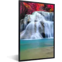 PosterMonkey Fotolijst incl. Poster - Waterval - Bomen - Rood - Landschap - Natuur - 80x120 cm - Posterlijst