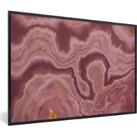 PosterMonkey Fotolijst incl. Poster - Agaat - Abstract - Stenen - Roze - 120x80 cm - Posterlijst