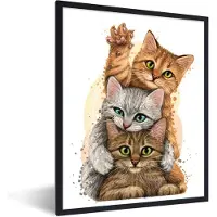 PosterMonkey - Poster - Fotolijst - Kittens - Katten - Dieren - Tekening - Kader - Foto in lijst - 30x40 cm - Poster frame - Poster kat - Foto met lijst - Kamerdecoratie