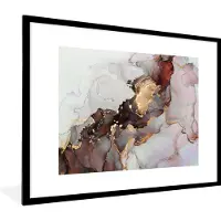 PosterMonkey Fotolijst incl. Poster - Rood - Marmer - Goud - 80x60 cm - Posterlijst
