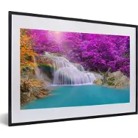 PosterMonkey Fotolijst incl. Poster - Waterval - Bomen - Regenboog - Paars - 60x40 cm - Posterlijst