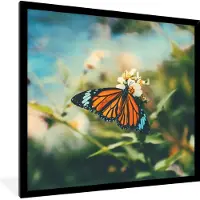 PosterMonkey Fotolijst incl. Poster - Vlinder - Bloemen - Tuin - 40x40 cm - Posterlijst