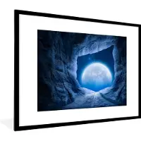 PosterMonkey Fotolijst incl. Poster - Grot - Maan - Ruimte - Heelal - Blauw - 80x60 cm - Posterlijst