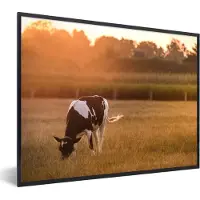 PosterMonkey Fotolijst incl. Poster - Koe - Zon - Dieren - 80x60 cm - Posterlijst
