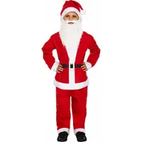 Henbrandt kerstman kostuum - rood - kinderen - 10-12 jaar - met muts en baard - kerstmannenpak