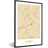PosterMonkey Fotolijst incl. Poster - Kaart - Stadskaart - Plattegrond - België - Ciney - 80x120 cm - Posterlijst