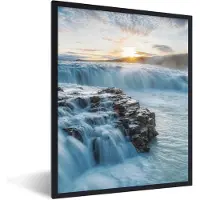 PosterMonkey Fotolijst incl. Poster - Waterval - Water - Stenen - Zon - Natuur - 30x40 cm - Posterlijst