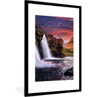PosterMonkey Fotolijst incl. Poster - Waterval - Berg - Wolken - Roze - Landschap - 80x120 cm - Posterlijst