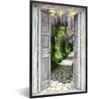 PosterMonkey Fotolijst incl. Poster - Doorkijk - Bos - Stenen - Lente - 40x60 cm - Posterlijst