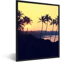 PosterMonkey Fotolijst incl. Poster - Zee - Palmboom - Avond - Landschap - 30x40 cm - Posterlijst