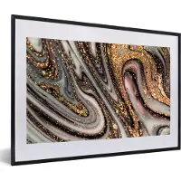 PosterMonkey Fotolijst incl. Poster - Marmerlook - Goud - Glitter - Luxe - Marmer - Wit - 60x40 cm - Posterlijst
