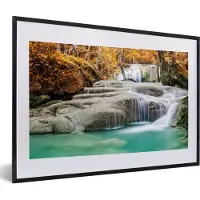 PosterMonkey Fotolijst incl. Poster - Bos - Waterval - Water - Herfst - 60x40 cm - Posterlijst