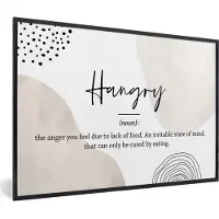 PosterMonkey Fotolijst incl. Poster - Spreuken - Hangry - Quotes - Woordenboek - Hangry definitie - 90x60 cm - Posterlijst