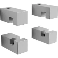 Clou Hold Me set à 4 spiegelklemmen, vierkant, rvs geborsteld