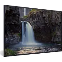 PosterMonkey Fotolijst incl. Poster - Waterval - Water - Rotsen - 60x40 cm - Posterlijst