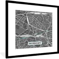 PosterMonkey Fotolijst incl. Poster - Plattegrond – Bobigny – Stadskaart – Kaart – Frankrijk - 40x40 cm - Posterlijst