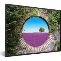 PosterMonkey Fotolijst incl. Poster - Lavendel - Doorkijk - Bloemen - Zomer - 80x60 cm - Posterlijst