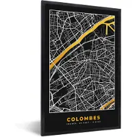 PosterMonkey Fotolijst incl. Poster - Colombes - Stadskaart – Plattegrond – Kaart – Frankrijk - 80x120 cm - Posterlijst