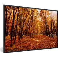 PosterMonkey Fotolijst incl. Poster - Herfst - Bos - Bladeren - Seizoenen - 120x80 cm - Posterlijst