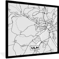 PosterMonkey Fotolijst incl. Poster - Duitsland - Plattegrond - Kaart - Ulm- Stadskaart - 40x40 cm - Posterlijst
