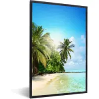 PosterMonkey Poster - Fotolijst - Zee - Palmbomen - Strand - Wolken - Zand - Kader - Poster kader - 60x90 cm - Poster in lijst - Woondecoratie - Wanddecoratie - Kamer decoratie