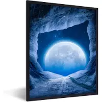 PosterMonkey Fotolijst incl. Poster - Grot - Maan - Ruimte - Heelal - Blauw - 60x80 cm - Posterlijst