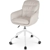 Nolon Nout-Mia Bureaustoel Beige - met Armleuning - Stof - Verstelbaar - Wieltjes - Wit Onderstel