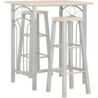 vidaXL 3-delige barset van hout en staal