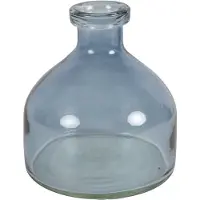 Countryfield Bloemenvaas Low Bottle - transparant blauw - glas - D18 x H20 cm - Buikfles - Vazen