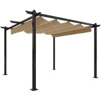 vidaXL Paviljoen met uitschuifbaar dak, 3x3 meter, taupekleurig