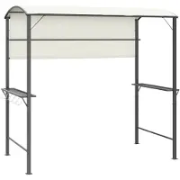 vidaXL Prieel met dak 220x110x200 cm crèmekleurig