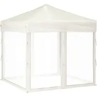 vidaXL Partytent, inklapbaar met zijwanden, crème, 2x2 meter