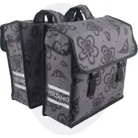 Voltano Dubbele Fietstas Floral Fusion - Grijs Met Bloemen - 38 Liter - Waterdicht Polyester