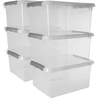 Sunware - Comfort line opbergbox set van 6 - 36L transparant metaal - 50 x 40 x 26 cm